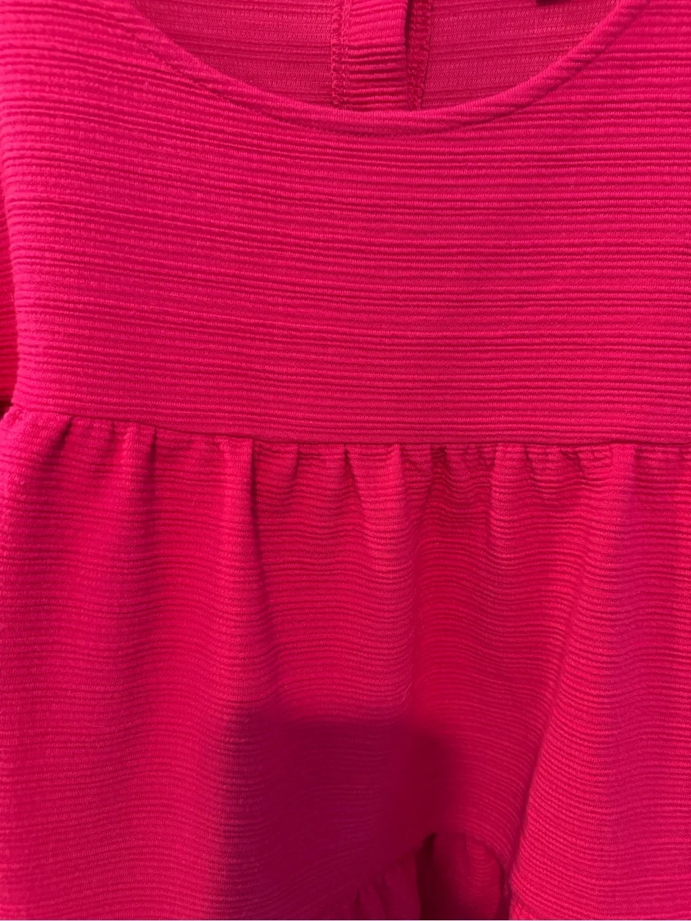 J. Crew Women’s Bright Pink Ribbed Tiered Bell-Sleeve Top